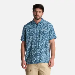 LIPPI - Camisa Hombre SeaSide Short Sleeve Shirt Print Azul Piedra