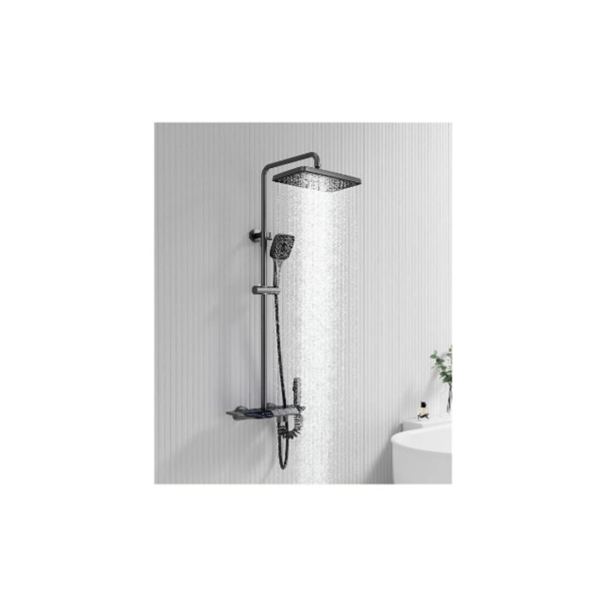 GENERICO - Kit Ducha Eléctrica Negra Mate Botones 4 Funciones A11719