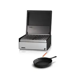 BOSCA - Pack Parrilla a Carbon Block 500 +Sarten redondo fierro pequeño