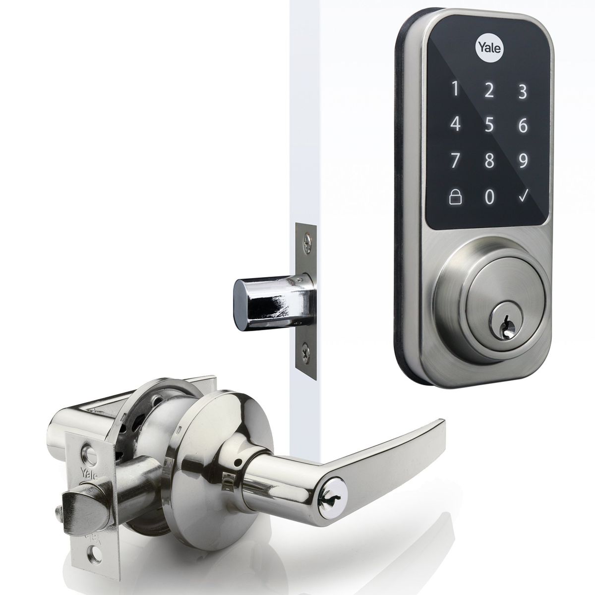 YALE - Pack Cerradura digital YDD120Niquel+Cerradura Cilíndrica Rio