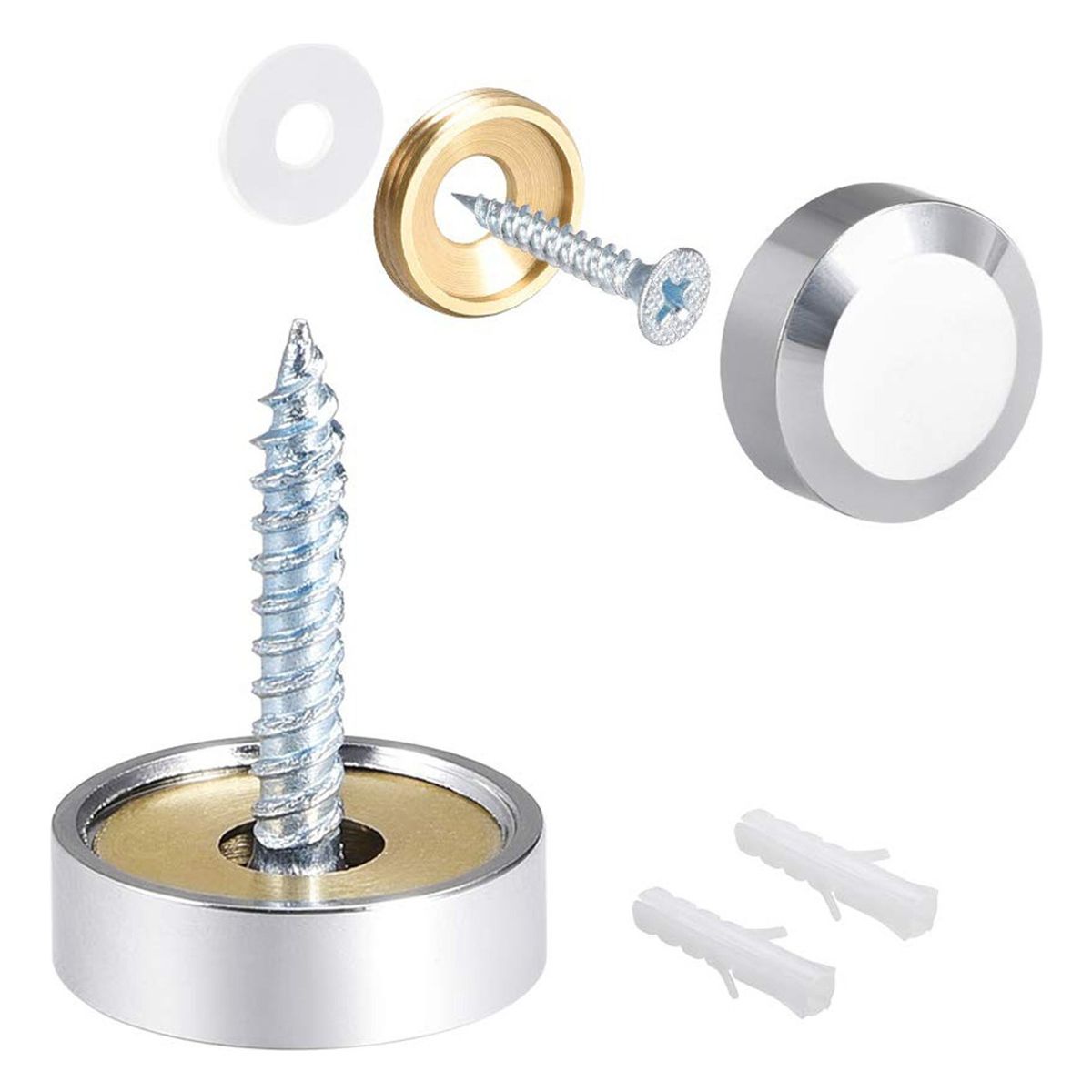 GENERICO - Set 4 Tornillos Con Tapa Instalación Espejos Decorativos