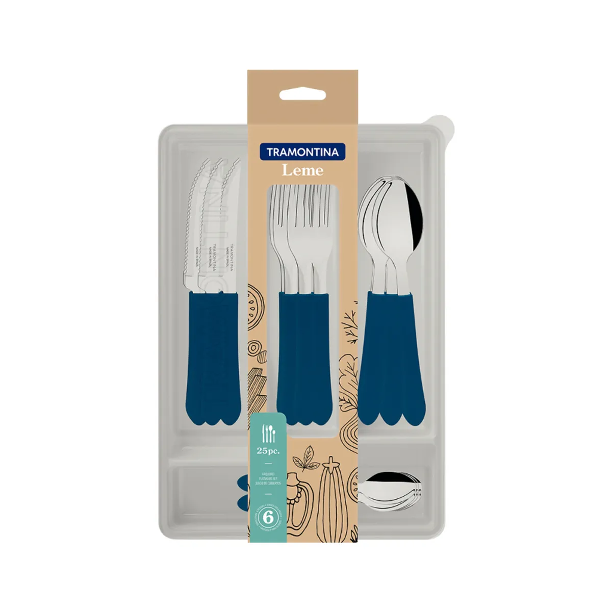 TRAMONTINA - Tramontina Juego Cubiertos 25 Piezas Leme Azul