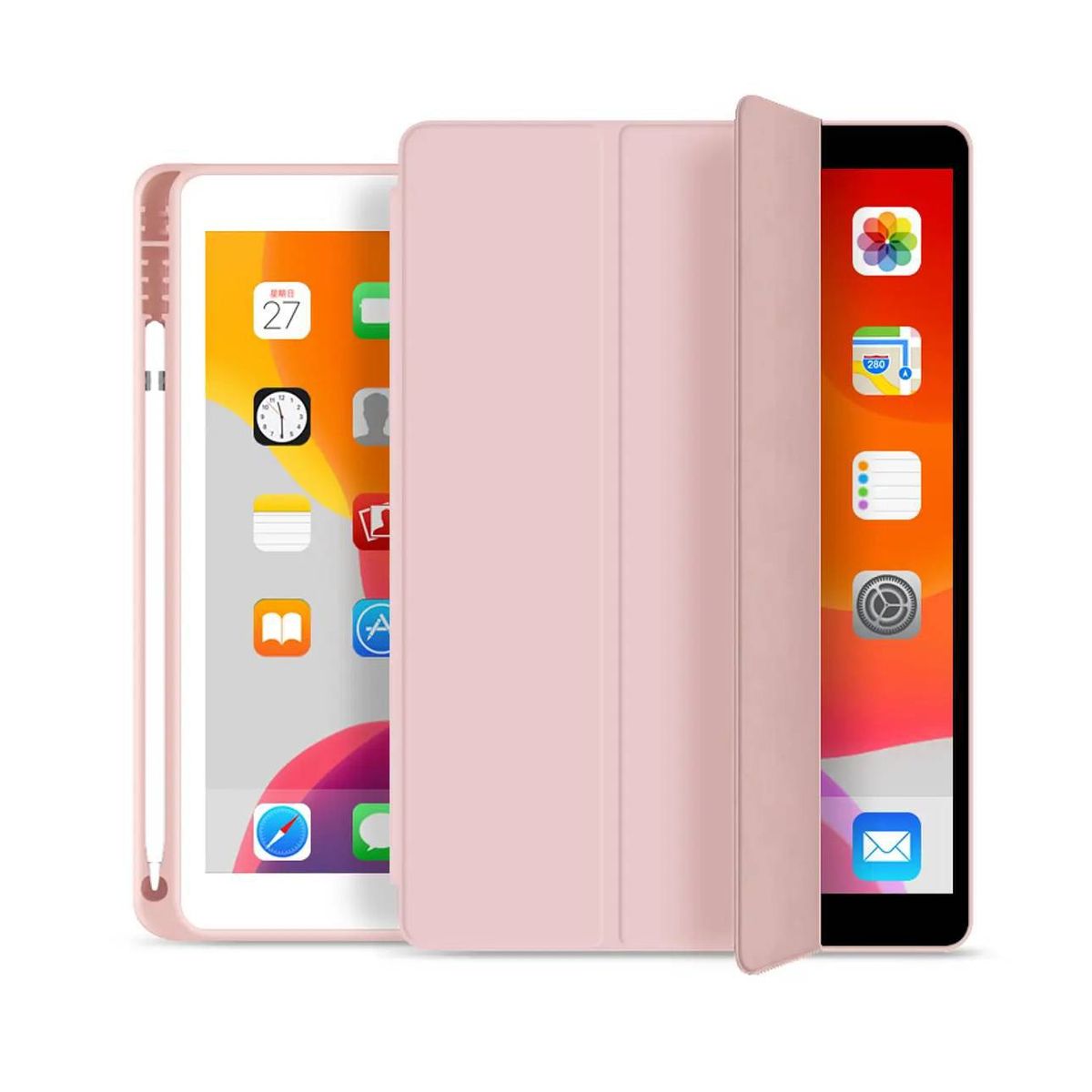 GENERICO - Carcasa Smart Cover Para iPad Air 11 2024 ranura lápiz / Rosa Palido