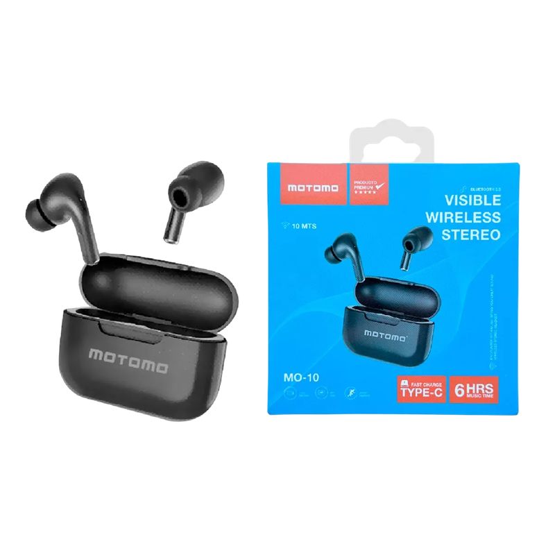 MOTOMO - Audifonos Earpods Bluetooth v5.0 Mo-10 Bt 5.0 Negro MO-10/Negro