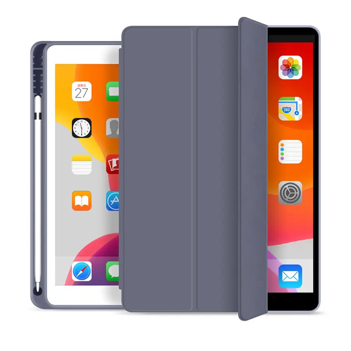 GENERICO - Carcasa Smart Cover Para iPad Air 11 2024 ranura lápiz / Gris Lavanda