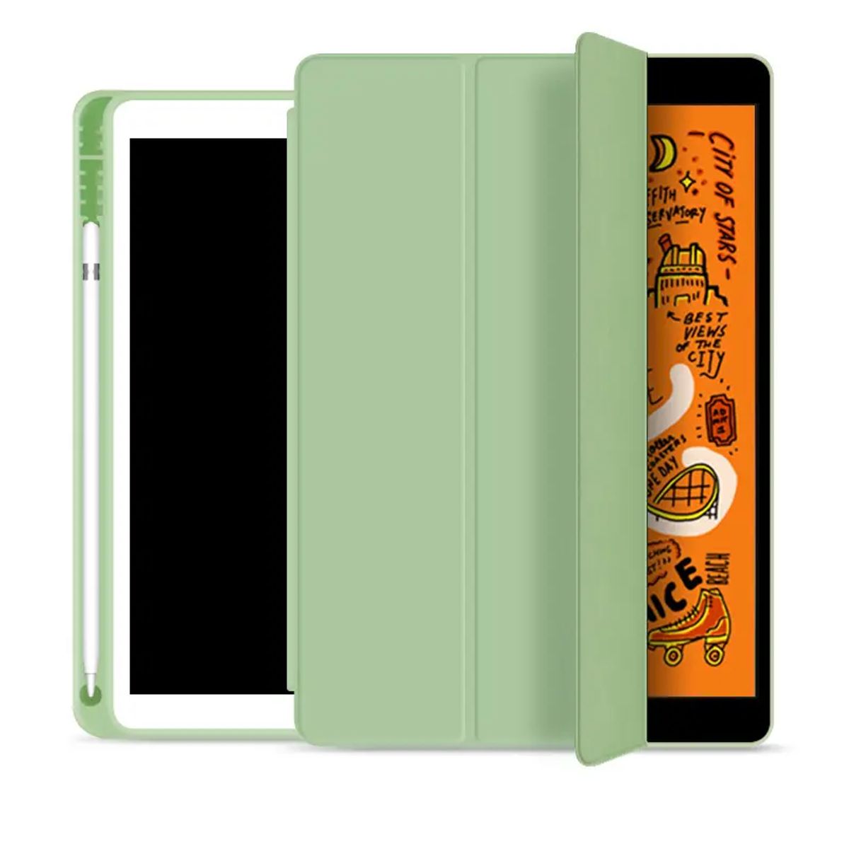 GENERICO - Carcasa Smart Cover Para iPad Air 11 2024 ranura lápiz / Verde Claro