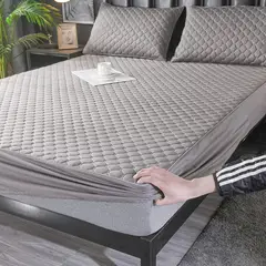 GENERICO - Cubre colchón gris 2 plaza protector impermeable con funda de almohada