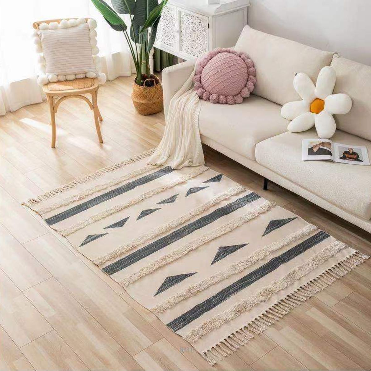 ANGELES DEL HOGAR - Alfombras De Lino 140cm x 180cm