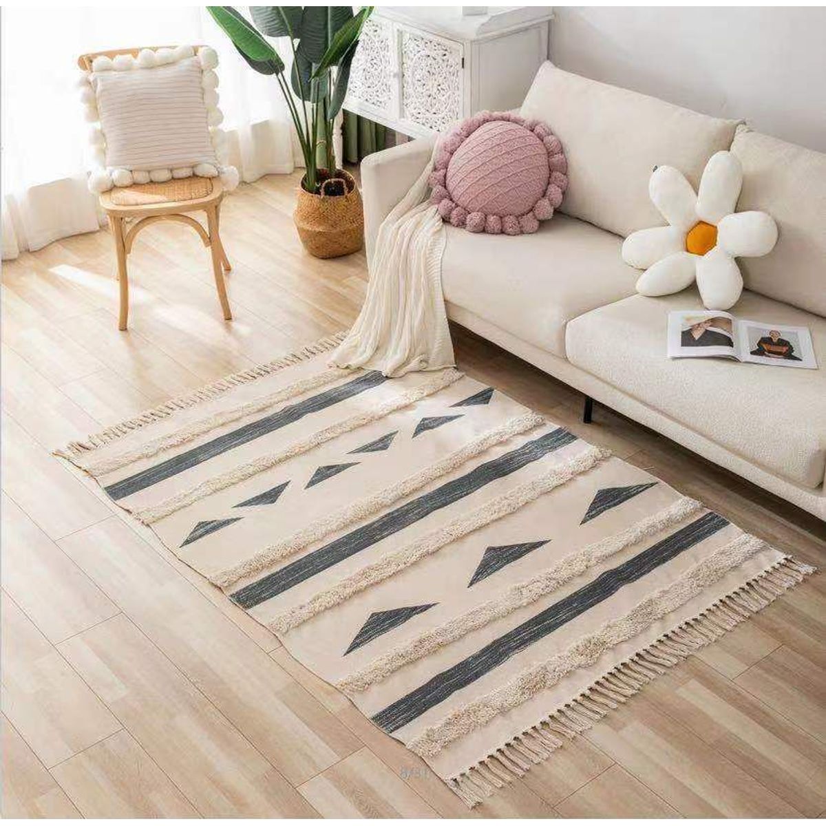 ANGELES DEL HOGAR - Alfombras De Lino 140cm x 180cm