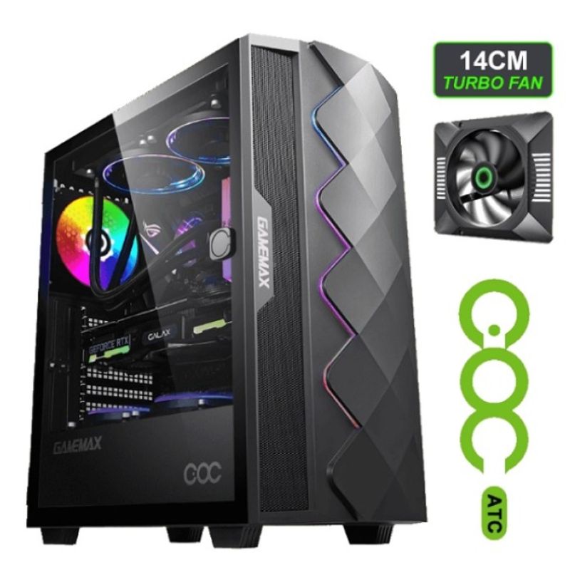 GAMEMAX - Gabinete - Gamemax Diamond COC - RGB - SFuente - ATX - Negro