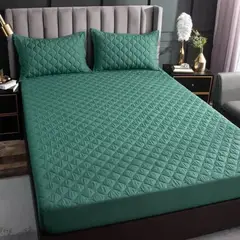 GENERICO - Cubre colchón turquesa 2 plaza protector impermeable 2 funda almohada
