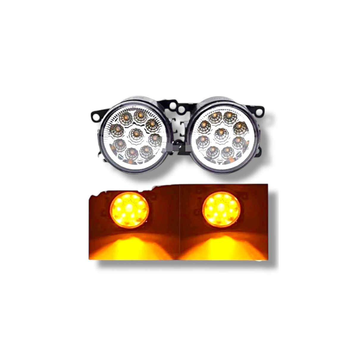 GENERICO - Par Focos Neblineros 9led 91mm Amarillo + Amarillo