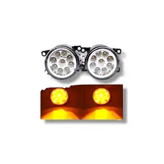 GENERICO - Par Focos Neblineros 9led 91mm Amarillo + Amarillo