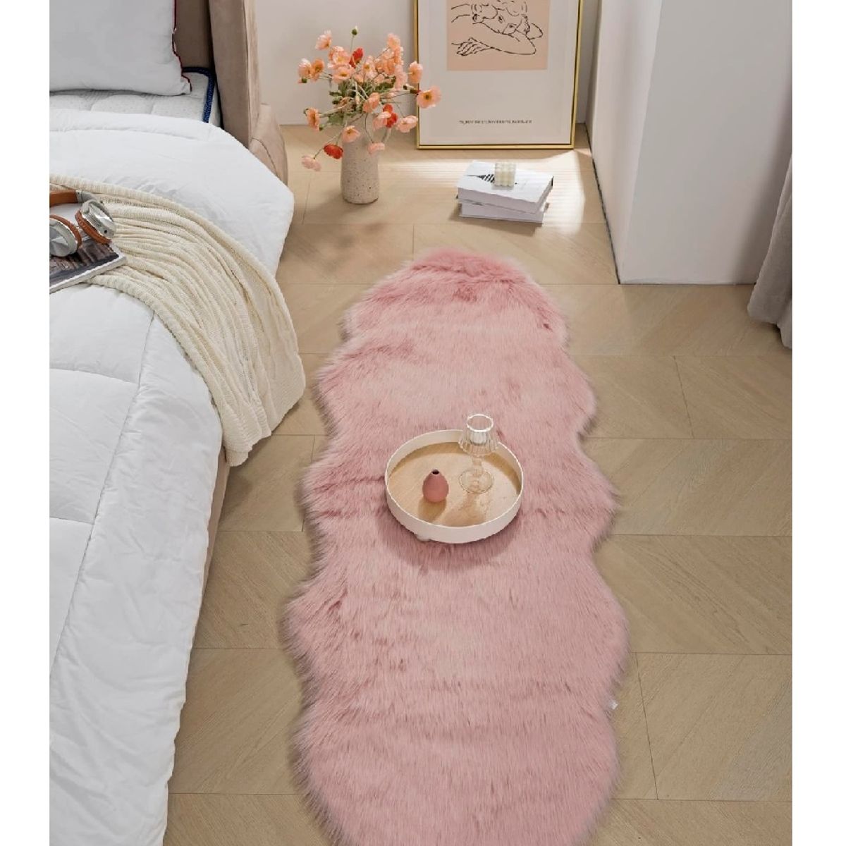 ANGELES DEL HOGAR - Alfombras Pasilleras de Felpa 140cm x 60cm Rosa