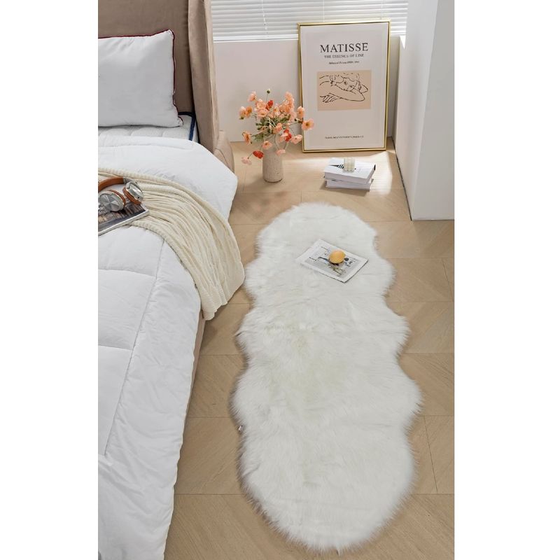 ANGELES DEL HOGAR - Alfombras Pasilleras de Felpa 140cm x 60cm Blanco