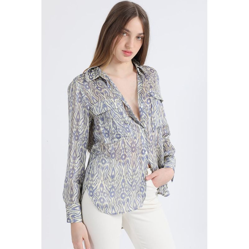 LIOLA - Blusa Fantasia Lurex Estampado, Amarillo Liola
