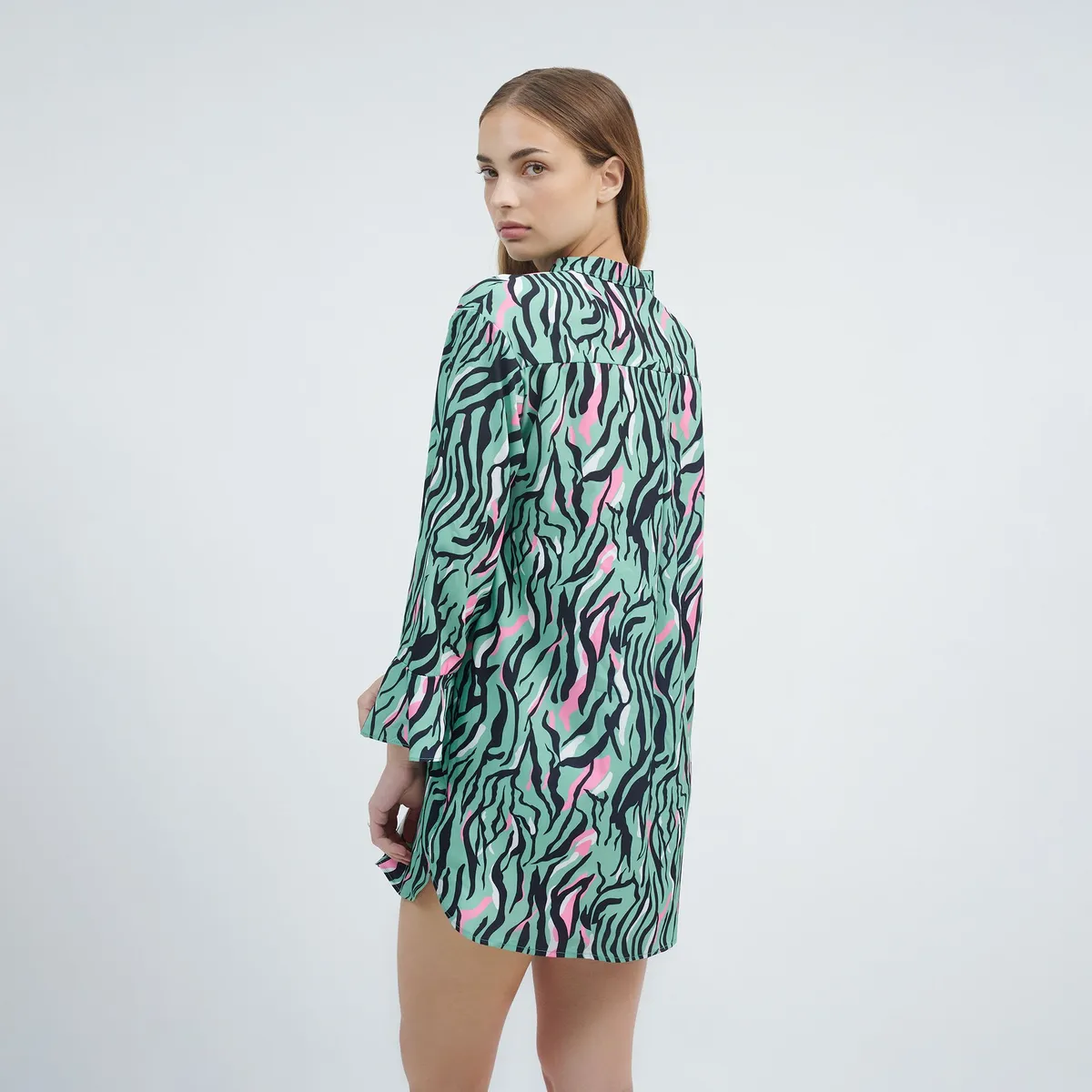 GUINDA - Camisa tipo Vestido con Mangas Anchas Delhi - GUINDA