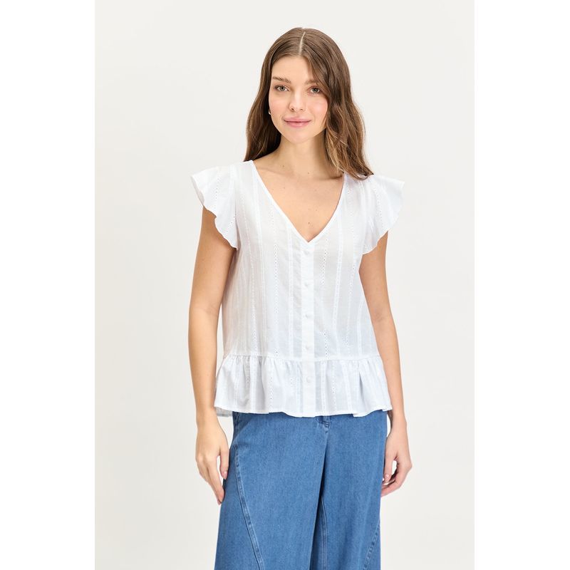 IO - Blusa Manga Corta Crudo Mujer Io
