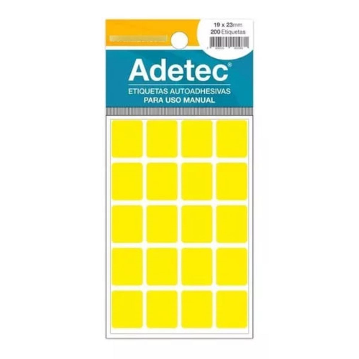 ADETEC - 200 Etiquetas Manuales Rectangulares Fluorescentes 19x23 mm