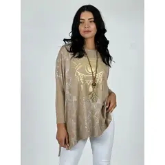ENIGMATICA BOUTIQUE - Sweater Spandex OJO - Beige - Tamaño Único