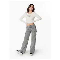 EFESIS - JEANS MUJER NAOS PALAZZO CARGO - Gris