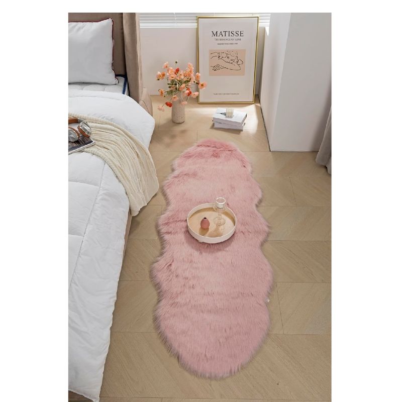 ANGELES DEL HOGAR - Alfombras Pasilleras de Felpa 180cm x 60cm Rosa