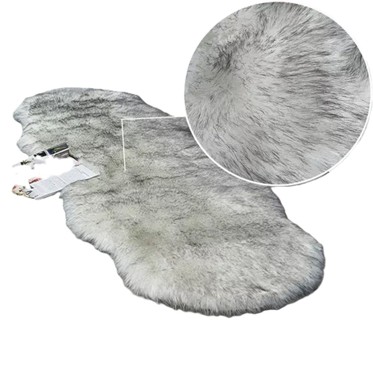 ANGELES DEL HOGAR - Alfombra Piel de Oveja 140x60cm Gris