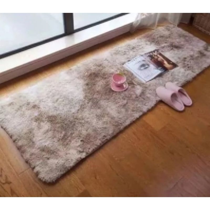 ANGELES DEL HOGAR - Alfombra Peluda Pasillera 200x55cm Beige Jaspeado