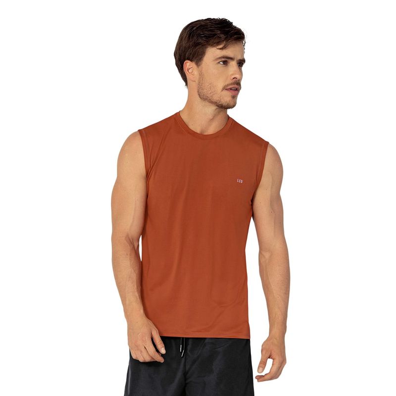 LEO - Camiseta manga sisa deportiva y de secado rápido para hombre 508023 Terracota