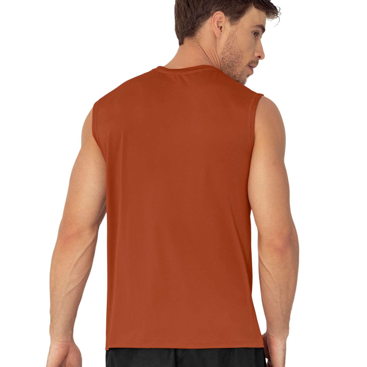 LEO - Camiseta manga sisa deportiva y de secado rápido para hombre 508023 Terracota