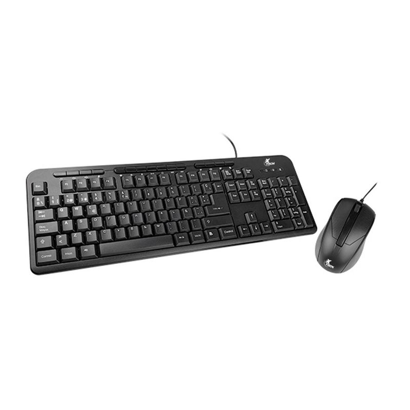 XTECH - Kit Teclado y Mouse USB QWERTY Español Negro