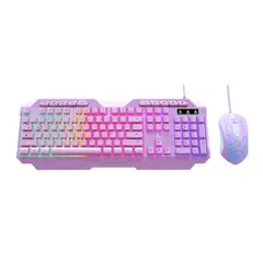 XTECH - Kit Teclado y Mouse XTK-540S USB QWERTY Español Rosa