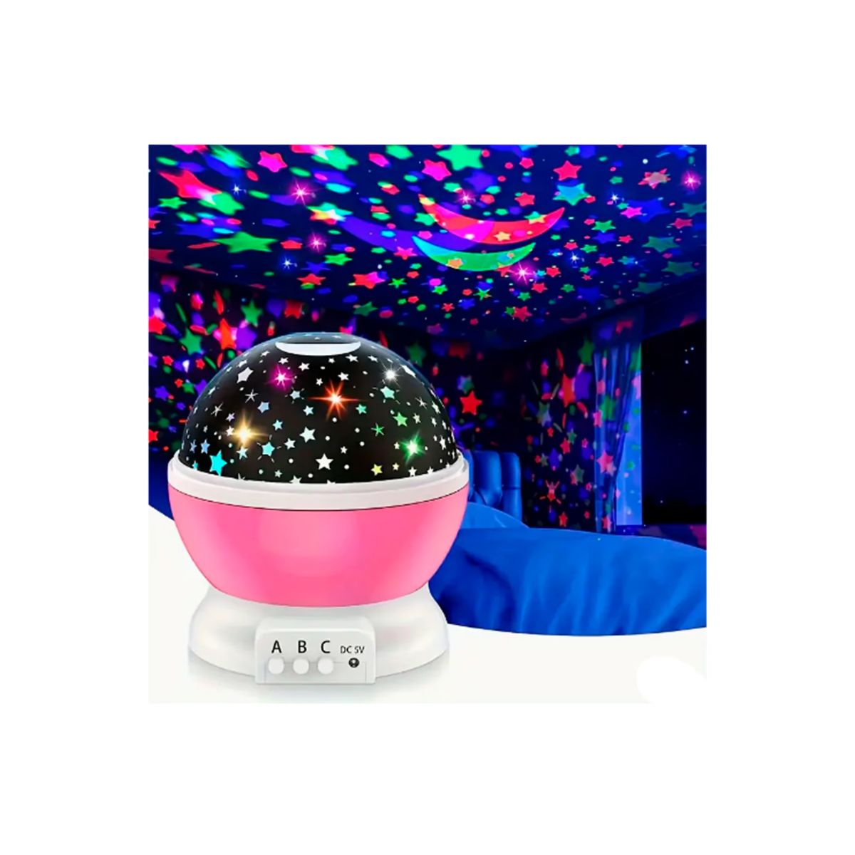 GENERICO - Lámpara Led Proyector Giratorio Espantacuco Galaxia Velador Rosado