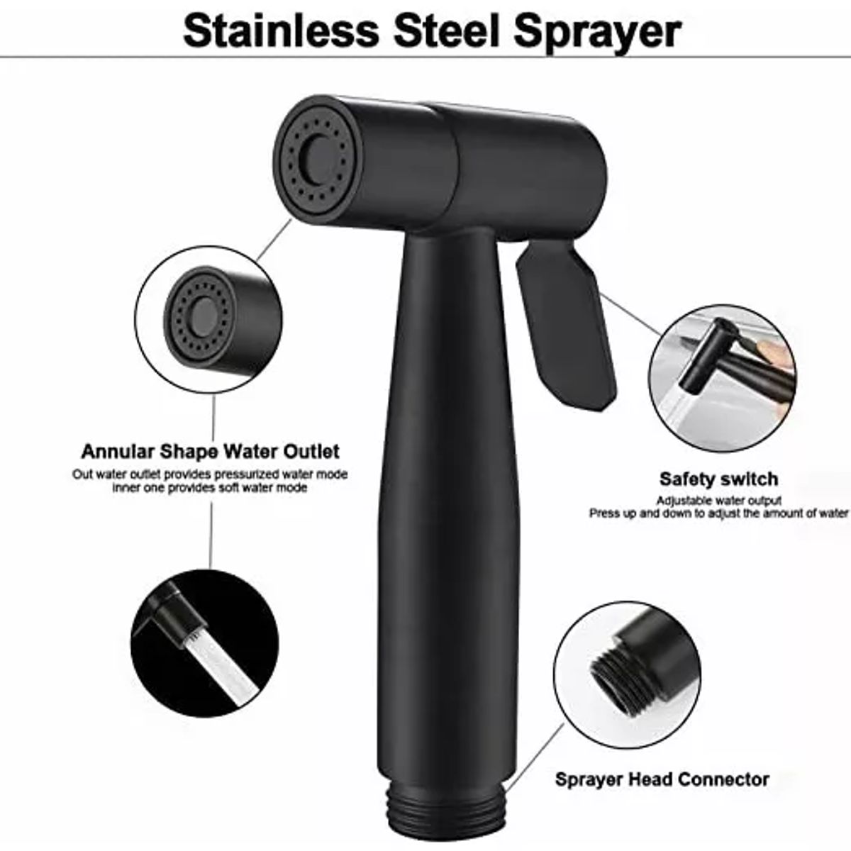 GENERICO - Ducha Bidet Arabe Acero Inoxidable Wc Inodoro Negra