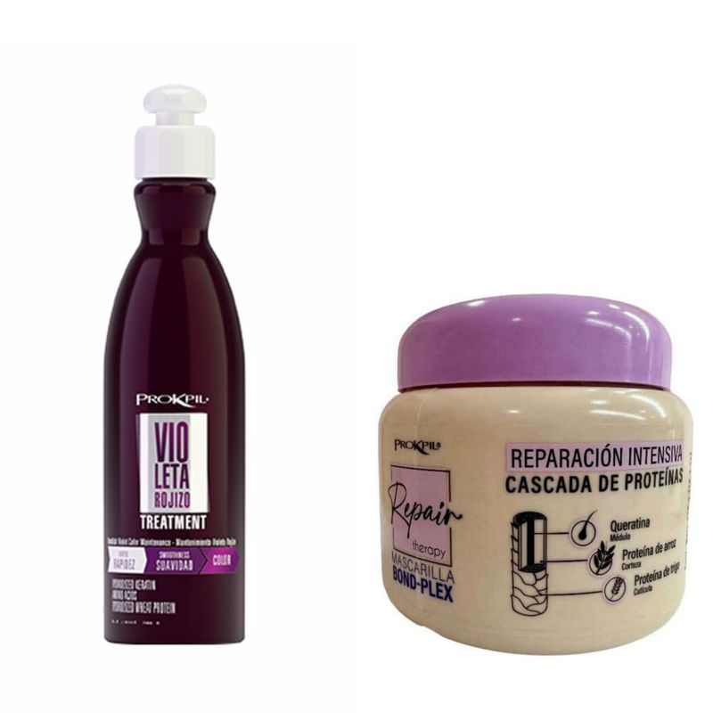 PROKPIL - Matizador Violeta Rojizo Prokpil 300ml  Mascarilla Capilar Intensiva Bond-Plex 350 ml