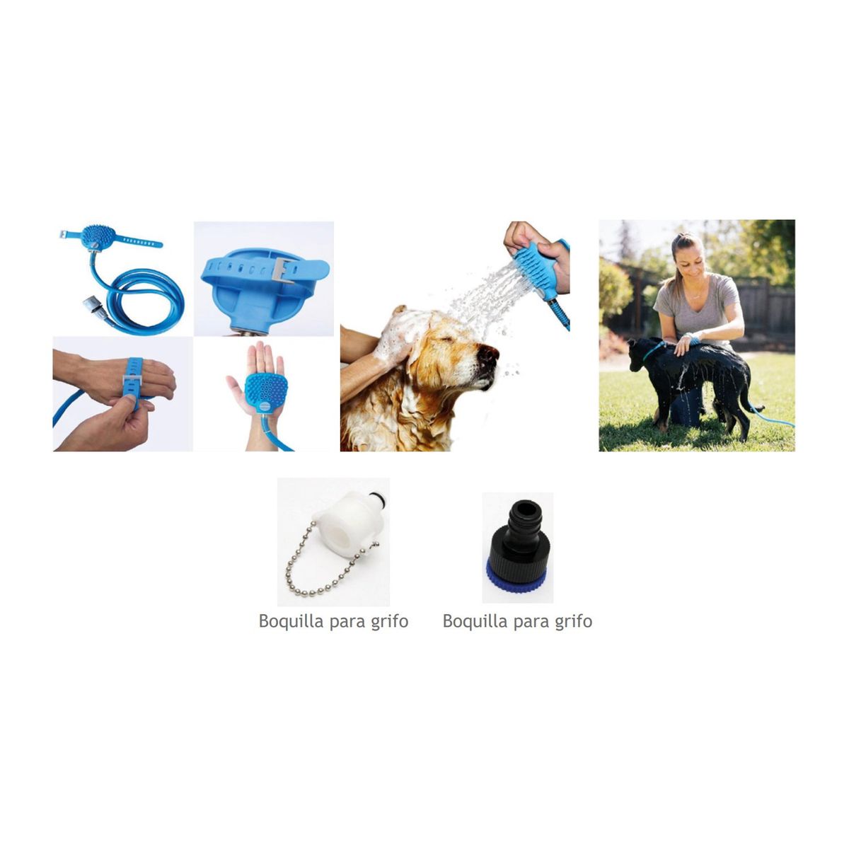 GENERICO - Manguera Con Guante Cepillo Para Baño De Mascota - SC