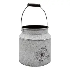 GENERICO - Macetero Maceta Tarro De Lata Con Manilla Vintage Decoracion