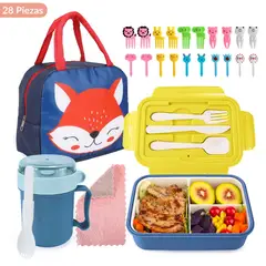 LUKOVEE - Bolso Lonchera Térmica Escolar Set 28pzs Para Niños Portátil