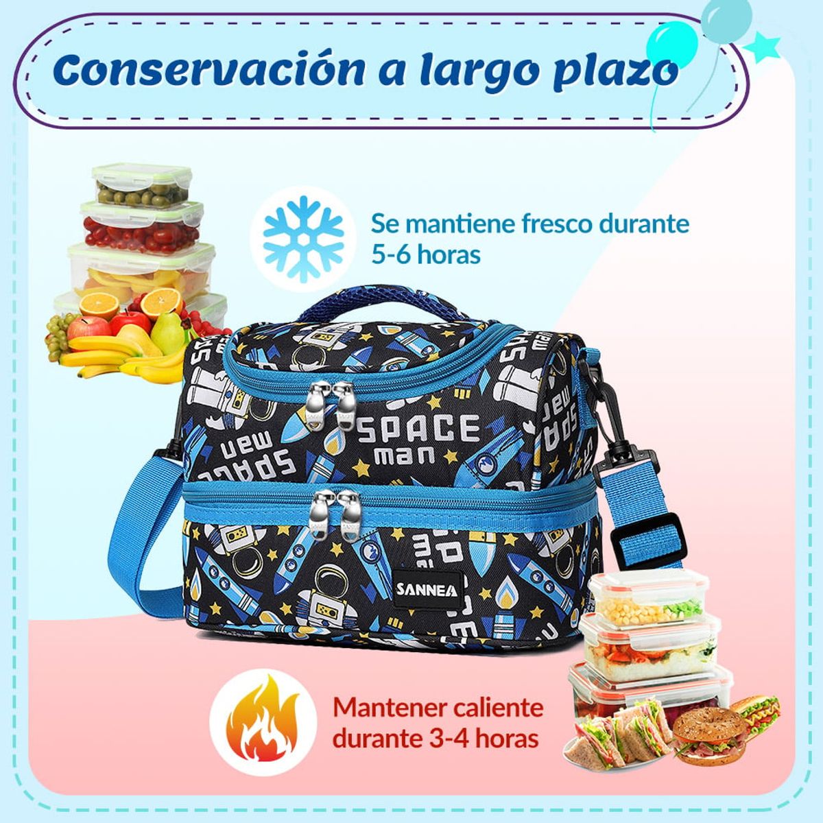 LUKOVEE - Bolsa Lonchera Escolar Térmica Almuerzo Portátil Para Niños