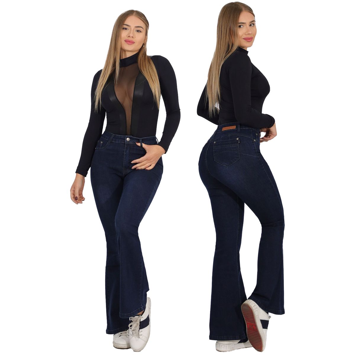 AGW - Jeans Flare Push Up Acampanado Levanta Cola Corte Colombiano