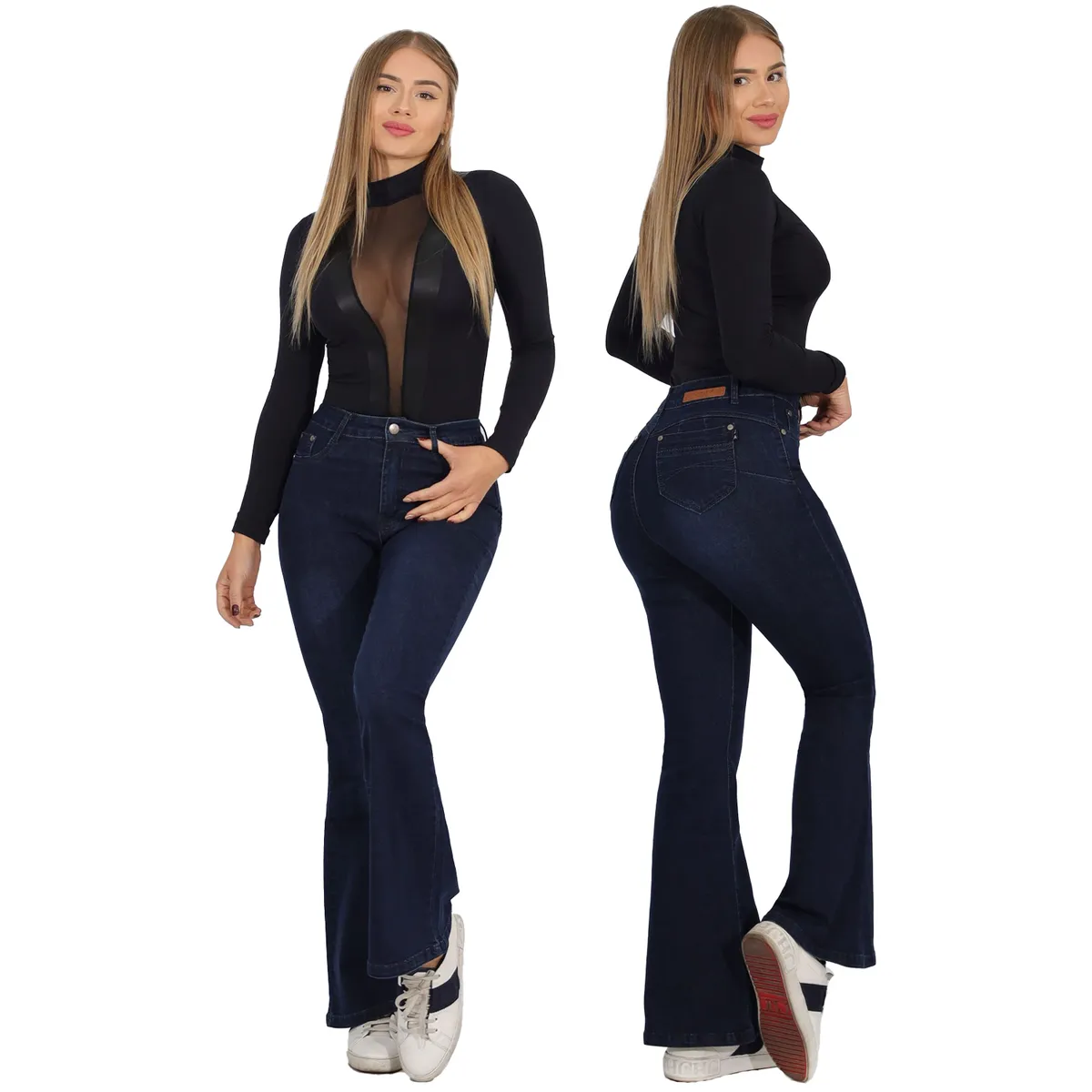 AGW - Jeans Flare Push Up Acampanado Levanta Cola Corte Colombiano