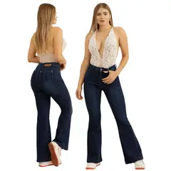 AGW - Jeans Flare Push Up Acampanado Levanta Cola Corte Colombiano
