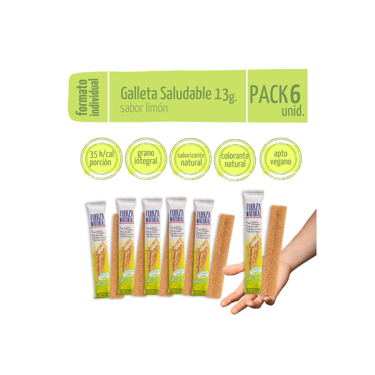 FUERZA NATURAL - Pack 6 Galleta Saludable Fuerza Natural sabor Limón 13g FUERZA NATURAL