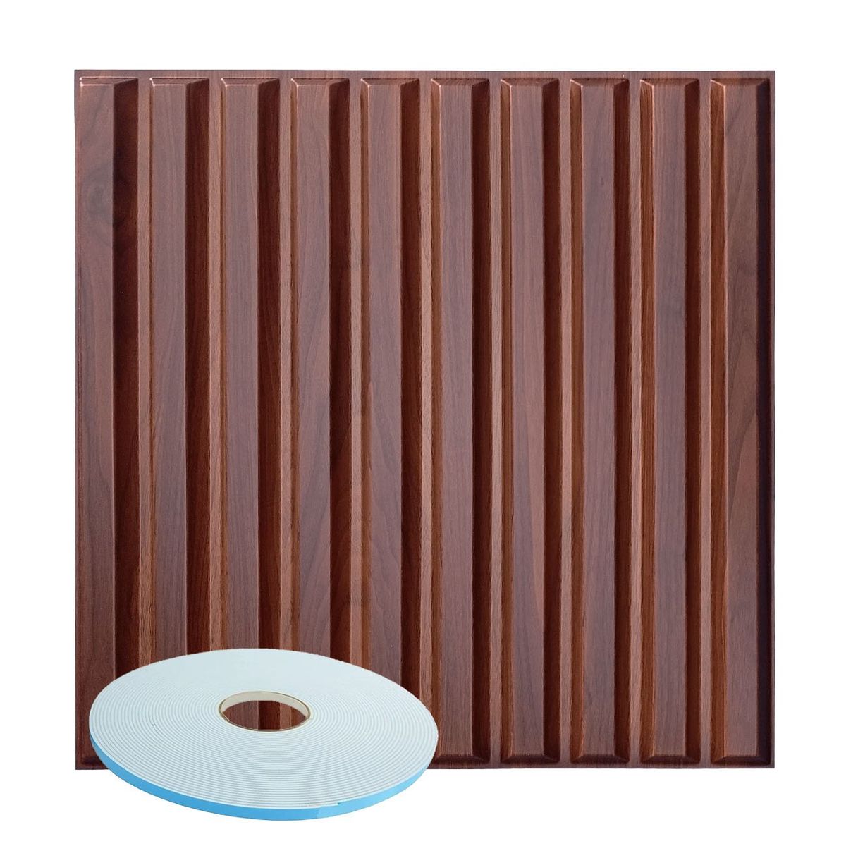 MERCAR RAY - Wall Panel Decorativo 3D PVC Nogal 3m² 12 paneles 50x50cm