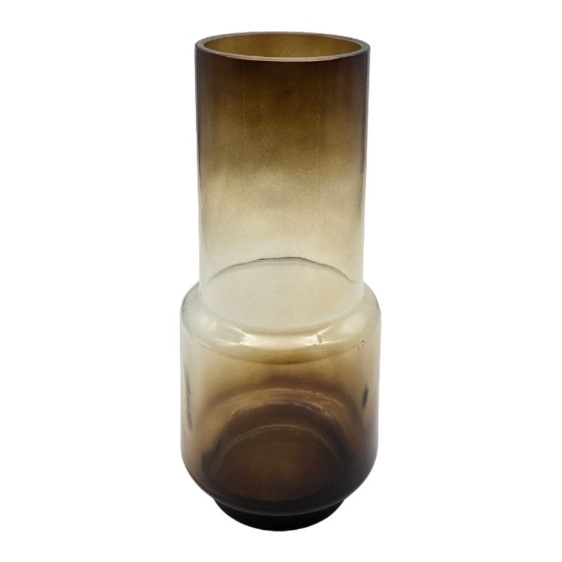 GENERICO - Florero Decorativo De Vidrio Cristal Con Diseño Tonos Café.