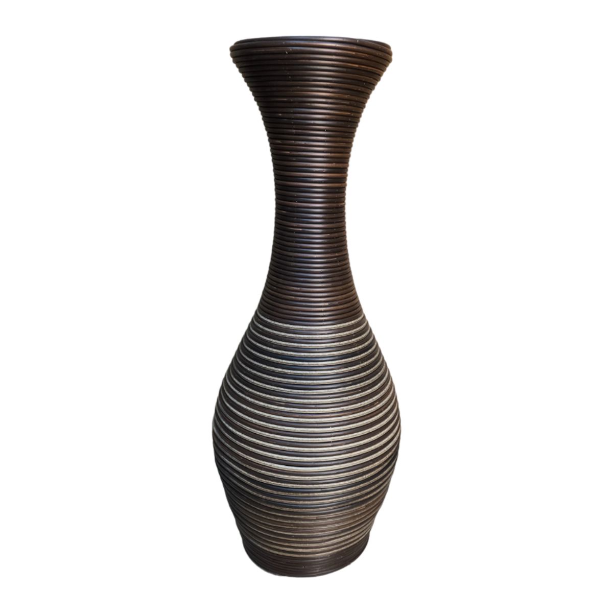 GENERICO - Jarron Florero Decorativo Tejido Rattan Moderno Marron 60 CM