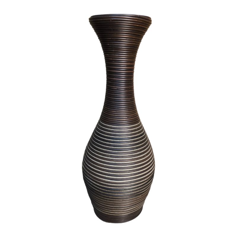 GENERICO - Jarron Florero Decorativo Tejido Rattan Moderno Marron 60 CM.