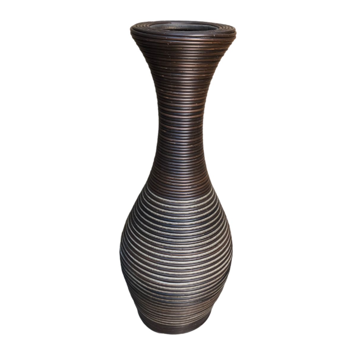 GENERICO - Jarron Florero Decorativo Tejido Rattan Moderno Marron 60 CM