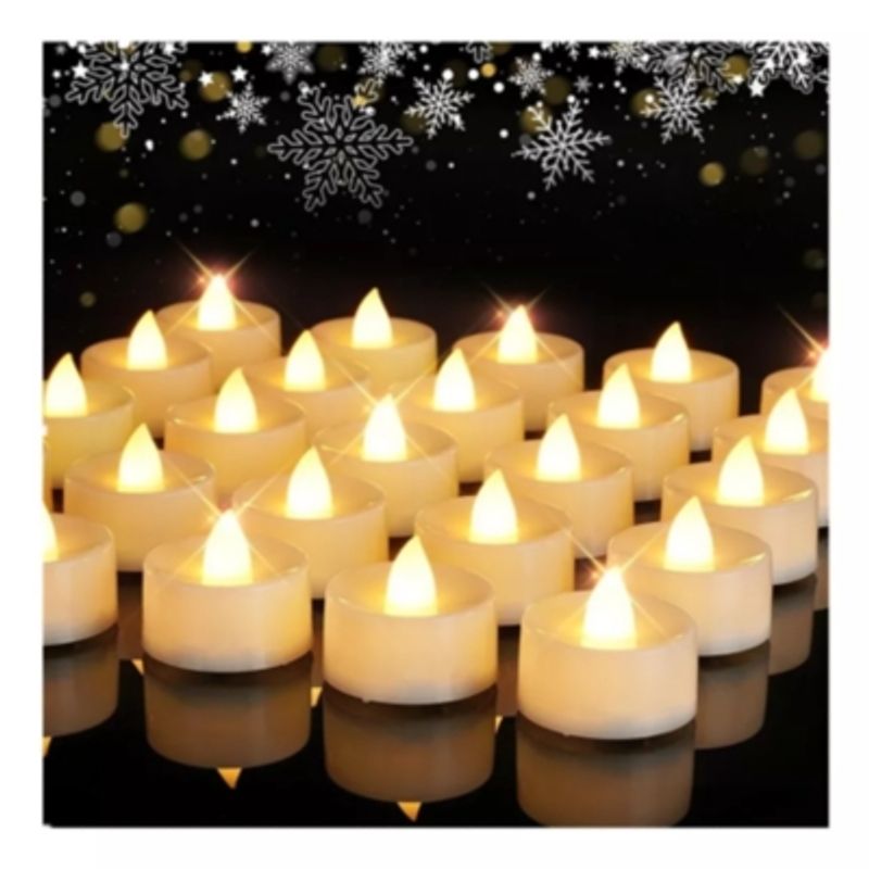 EVEREEN - 24 Velas Electrónicas Led Con Fondo Blanco Y Luz Cálida-