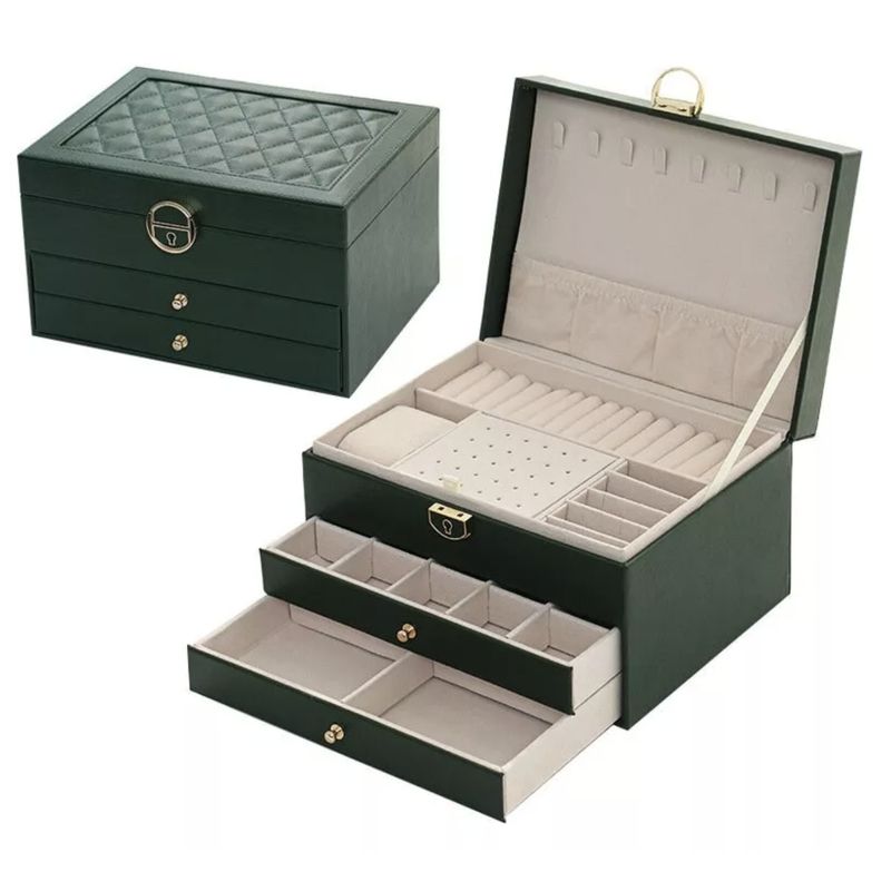 EVEREEN - Joyero Caja De Joya Dos Capas Tipo Maleta Organizador Joyas-